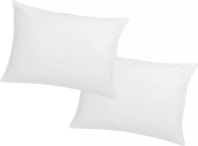 Vente-unique Set van 2 traagschuim hoofdkussen 50 x 70 cm - Perkaal katoen - 91 draden/cm² - 750 gr - Wit - AUXENCE