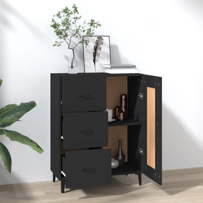 vidaXL - Dressoir - 69,5x34x90 - cm - bewerkt - hout - zwart