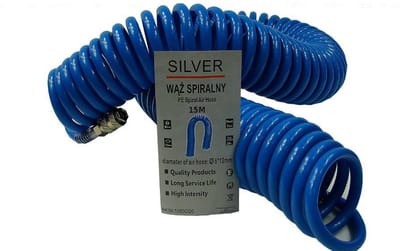 Silver Serie - Pneumatische Spiraalslang - 15m - PU - Blauw