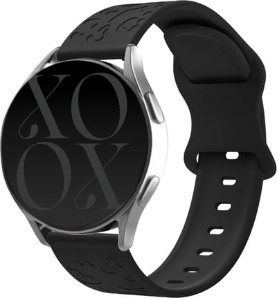 xoxo Wildhearts siliconen bandje 20mm - Geschikt voor Samsung Galaxy Watch 7 / 6 / 6 Classic / Watch 5 / 5 Pro / Watch 4 / 4 Classic / Watch 1 42mm / Watch 3 41mm / FE - Polar Unite / Pacer / Ignite 1-2-3 / Amazfit GTS 1-2-3-4 / Bip - Leopard - zwart