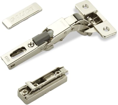 2 x Salice universeel potscharnier 110° Boorbeeld T45 met demping met lineaire montageplaat Hoogte 6 mm excentrische aanpassing, Afdekking voor scharnierarm
