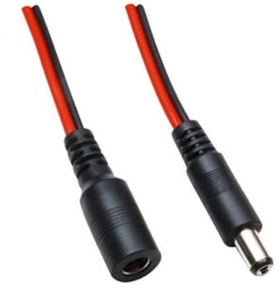 DC plug (m) - DC plug (v) verlengkabel - 5,5mm x 2,1mm - max. 12V/10A / rood/zwart - 3 meter