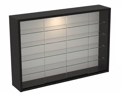 VDD Home – Vitrinekast – Vitrinekast met glas – Vitrinekast met led verlichting – Vitrinekastje - 75 x 14 x 55 cm - Zwart
