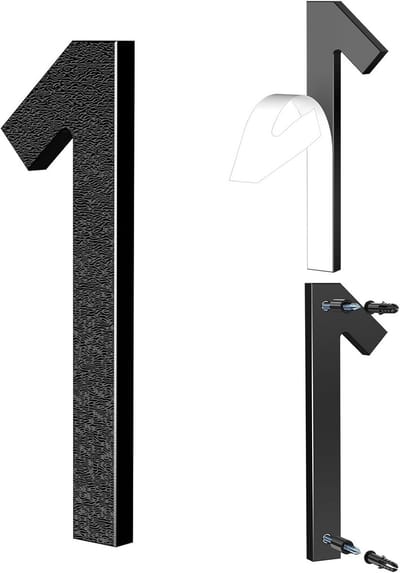Huisnummer 15 cm zwart - Zelfklevend of Schroefmontage, Modern Ontwerp met Zwevend 3D-effect, Weerbestendig voor Buiten