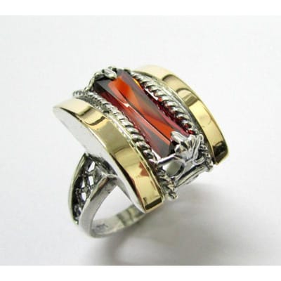 Ring voor Dames Rechthoekig Zirconium Tweekleurig Buitenlandse Handel Sieraden Hete Accessoires Creatieve Hete Verkoop Sieraden No. 10 beige