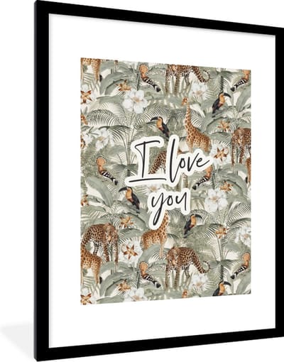 Fotolijst incl. Poster - Liefde - I love you - Quotes - Spreuken - 60x80 cm - Posterlijst