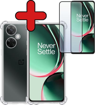 Hoesje - Met Screenprotector - Geschikt voor OnePlus Nord CE 3 Lite - Sterk & Shockproof - Back Cover - Siliconen Case - Telefoon Hoes - Shock Proof - Telefoonhoes - Transparant