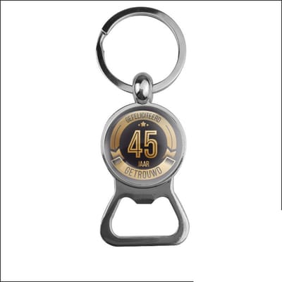 Bieropener Glas - Gefeliciteerd 45 Jaar Getrouwd