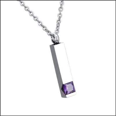 Aramat Jewels | Gedenkhangers | Stalen Ashanger Staaf met Zirkonia – Sierlijk Gedenksieraad Zilver | Paars | |8mm | Staal | Volwassenen | Verkleurd niet