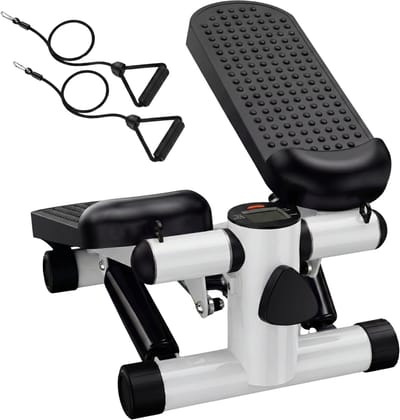 Fitby Stepper - Stepper Fitness - Mini Stepper - Hometrainer - Display - Met Weerstandsbanden - Wit