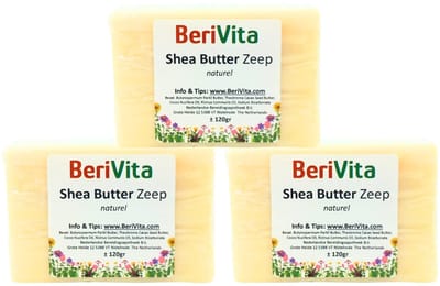 Shea Butter Zeep Naturel 3x150gr - Natuurlijke Sheabutter zeeptabletten op basis van ongeraffineerde, pure Shea Butter