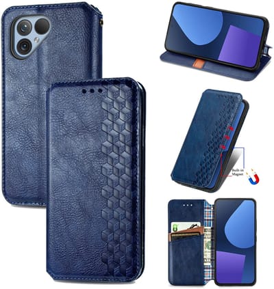 Luxe PU Lederen Ruitpatroon Wallet Case voor Fairphone 6 _ Blauw