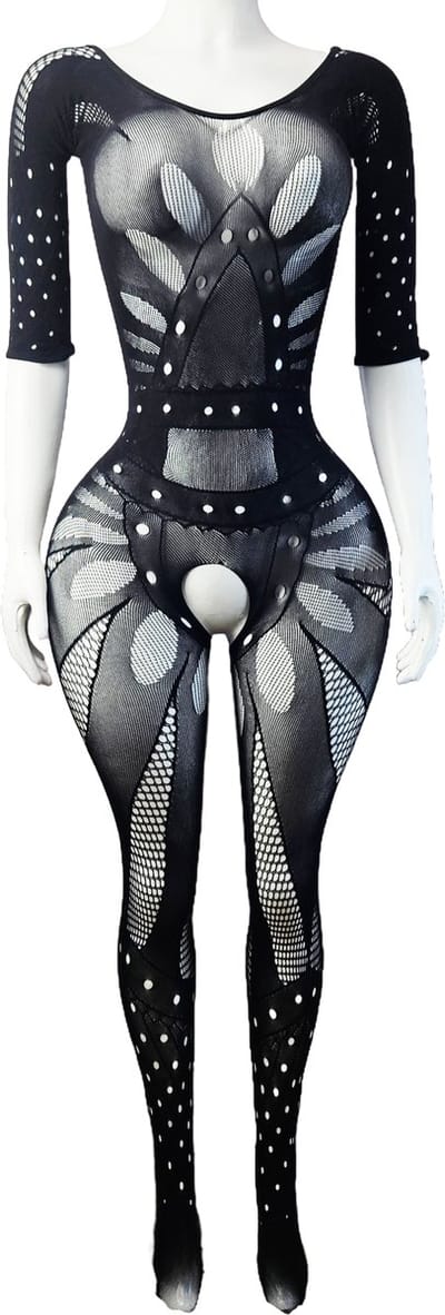 BamBella ® - Panty pak -Onesize - body suit - Dames - Onesize - Erotische jumpsuit van kant lingerie zwart
