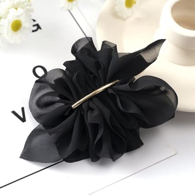 Grote Lente Haarklauw Clips Vrouwen Metalen Chiffon Bloemen Paardenstaart Houder Haarspeld Haarspeldjes Mode Meisjes Haaraccessoires Hairgrip