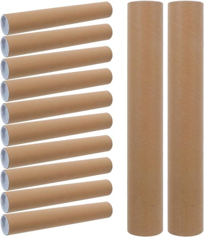 Posterbuizen - Kartonnen kokers - Veilig transport - Met afsluitbare doppen - 12 stuks 30.5 cm - Khaki