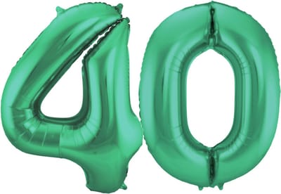 Folat Verjaardag Leeftijd folieballon - 40 jaar - groen - 86 cm - cijferballon groot