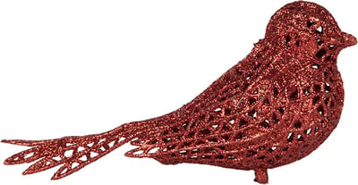 Clayre & Eef Kersthanger Vogel 16x6x6 cm Rood Kunststof