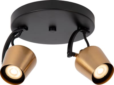 Lucide EMILE - Plafondspot (Plafondlamp) - Ø 20 cm - 2xGU10 - Mat Goud / Messing