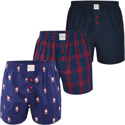 Phil & Co Heren Wijde Boxershorts Kerst Multipack 3-Pack - Maat XL