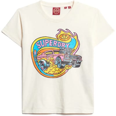 Superdry - T-shirt met neon motorprint en aansluitende pasvorm - Dames - T-shirts