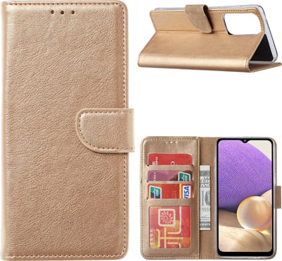 Samsung A73 hoesje bookcase Goud - Samsung Galaxy A73 wallet case portemonnee hoesje - A73 5G Hoes met Pasjeshouder cover