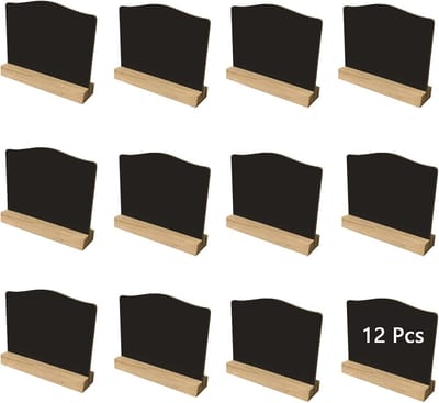 KZQ 12 Mini Uitwisbare Krijtbordjes Met Houten Standaards Voor Naamkaartjes Prijskaartjes Buffet Bruiloft Feestdecoratie