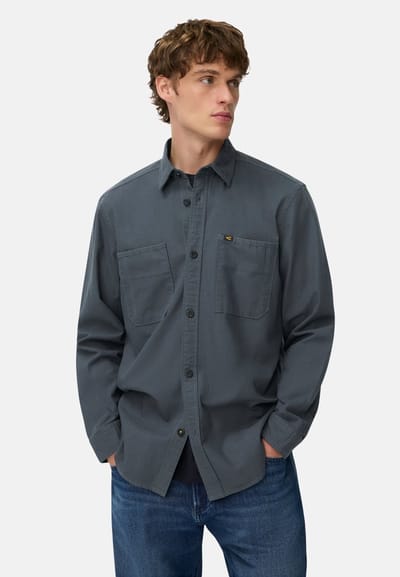 camel active Shirt met lange mouwen kentkraag en borstzakken - Maat menswear-M - Inktblauw