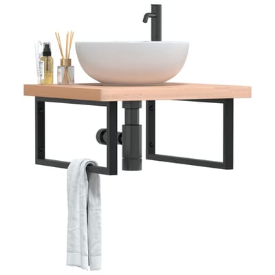 vidaXL - Badkamer - wandschap - staal - en - massief - beukenhout