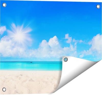 Gards Tuinposter Strand en Zee met Helder Witte Zand - 50x40 cm - Tuindoek - Tuindecoratie - Wanddecoratie buiten - Tuinschilderij