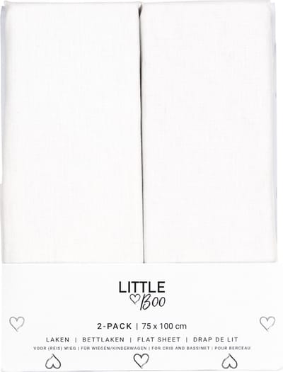 Little Boo Laken Wieg - Uni Wit - 2-pack - 75x100