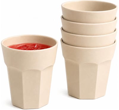 Plasticforte onbreekbaar drinkglas - 10x - kunststof - beige - 360 ml - drinkglazen - lichtgewicht - 9 x 10 cm - stapelbaar