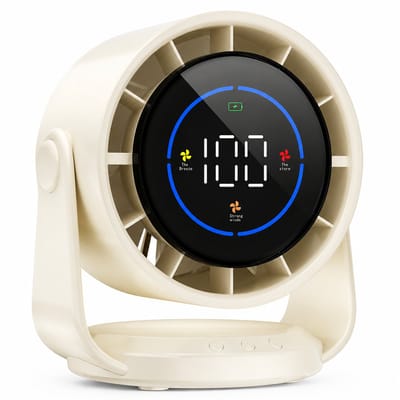 Draagbare Tafelventilator - USB Ventilator met Accu en 11 Snelheden - Fluisterstille Bureauventilator met 105° Kantelbaar Ontwerp en LED-Display - Mini Ventilator voor Slaapkamer, Kantoor en Thuiswerkplek - Wit