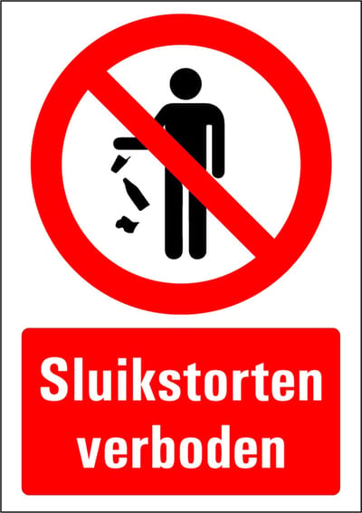 Sluikstorten verboden sticker 210 x 297 mm