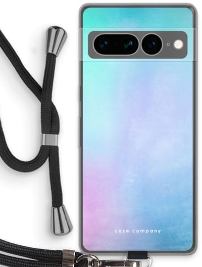 Case Company® - Hoesje met koord geschikt voor Google Pixel 7 Pro hoesje met Koord - Mist pastel - Telefoonhoesje met Zwart Koord - Bescherming aan alle Kanten en Over de Schermrand