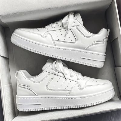 Herenschoenen Mode Witte Sneakers Voor Heren Veters Skateboard Schoen Dikke Zool Veelzijdige Gevulkaniseerde Schoenen 39 white