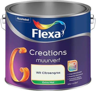 Flexa - Creations Muurverf Extra Mat - Wit Citroengras - Mengverf - 2,5 L