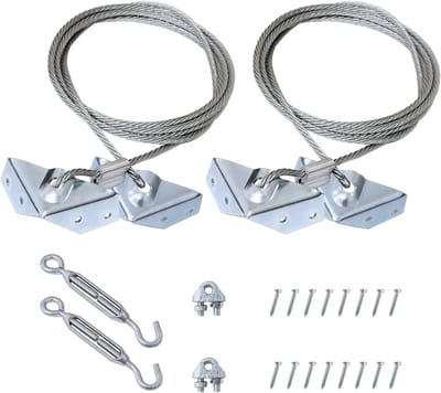 Stevige kabelsets voor tuinpoortondersteuning - Roestvrij staal, anti-zak, geschikt voor houten hekken (2 stuks, zilver)