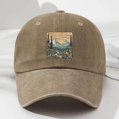 Nieuwe Baseballpet, Landschapsprint, Retro Modieuze Buitenhoed voor Mannen en Vrouwen, Buitensporten Vissen, Wandelen, Kamperen Adjustable&>8Y