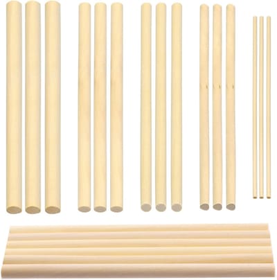 Set van 160 Houten Plug Stangen in 5 Maten voor Creatieve Projecten en Doe-Het-Zelf Klussen - Onbehandeld Hardhout voor Handwerk en Punishments