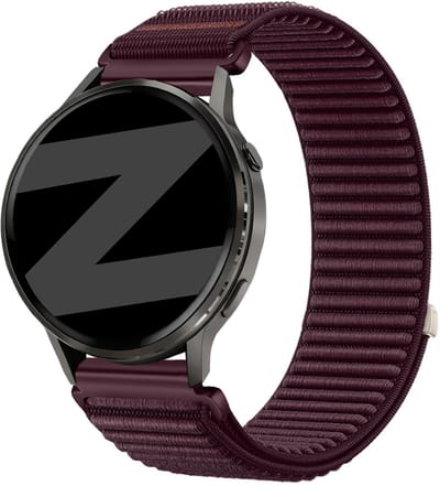 Bandz Nylon 'Wave' bandje geschikt voor Garmin Vivoactive 4s / Vivomove 3s / Venu 4 - 41mm / Venu 3s / Venu 2s / Forerunner 265s / Forerunner 255s - Donkerpaars
