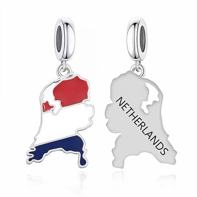 RomyStones – Nederland Bedel – 925 Zilver – Holland Kaart – Voor je bedelarmband