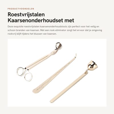 Dailygoods- Kaarsenonderhoudstools Set - Roestvrij Stalen Lonttrimmer - Lont Blusser - Rook Eliminator - Handige Opbergzak - Duurzaam Materiaal - Kaarsaccessoires