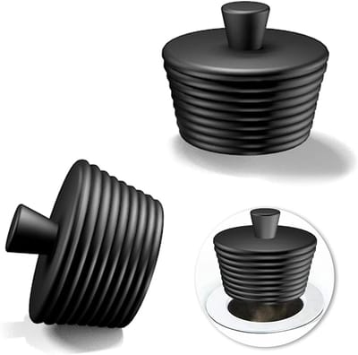 2 stuks universele siliconen wastafelstop, waterstop voor commerciële wastafels in de badkamer, keuken, thuis (zwart)
