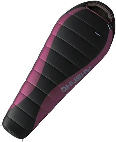 Husky mummyslaapzak Drape voor dames -20°C 200 x 80 cm - Zwart/Paars