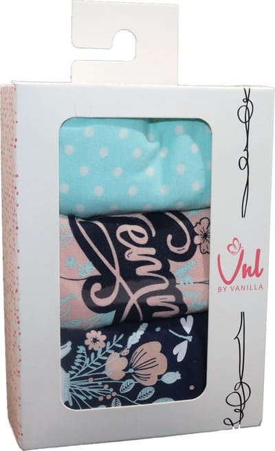 VANILLA - Ondergoed dames, dames slip - 3 pack - Egyptisch katoen - Blauw/Roze - XXL - Bi3422