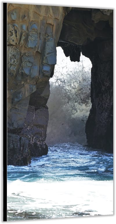 KuijsFotoprint - Schilderij - Rotsen In De Zee - Blauw En Bruin - 200 X 100 Cm