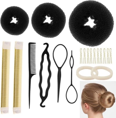 21-delige Haar Donut Set voor Perfecte Knotten: Tools voor Kapsels, Ballet & Chignon