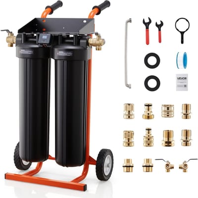 Gedeïoniseerd Watersysteem voor Autowas, Vlekkeloos Autowas Watersysteem met 2 x 4L DI Hars, Bypassklep & TDS Meter, Draagbaar Vlekkeloos Water