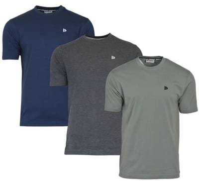 3-Pack Donnay - T-shirt (Vince) - Sportshirt - Heren - Navy/Charcoal/Jungle green (696) - maat 3XL