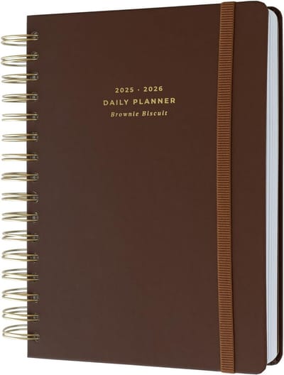 Academisch Dagboek A5 2025-2026 Pagina per Dag Agenda Bruin met Stickers
